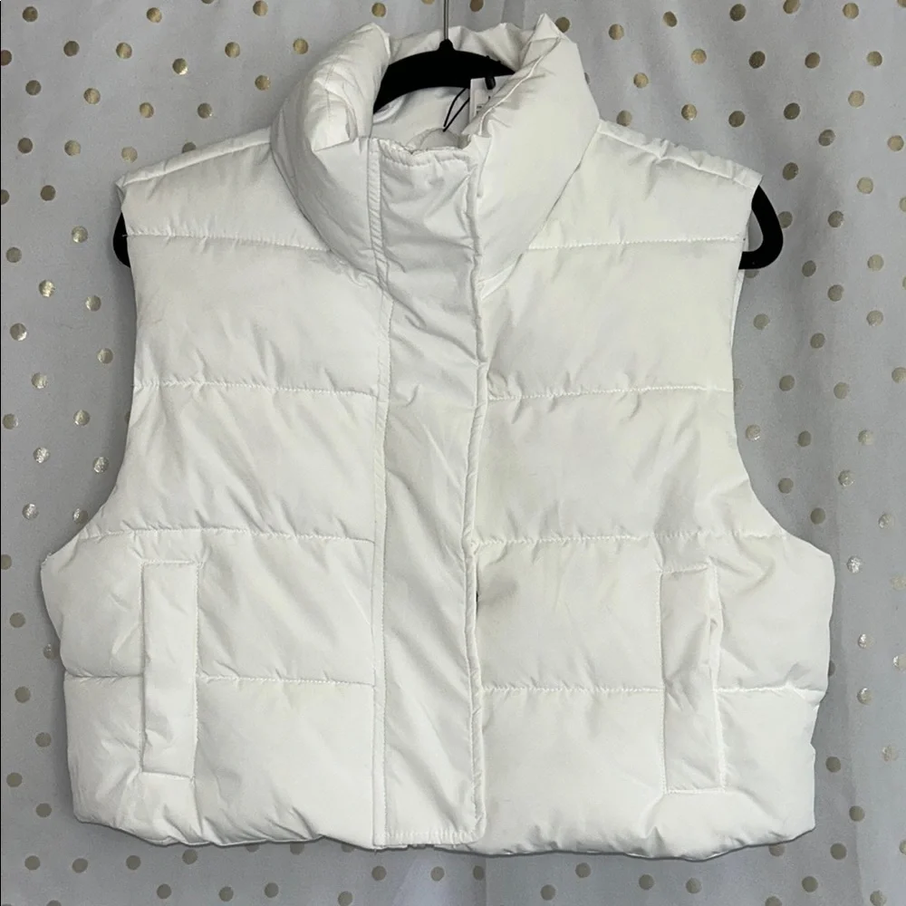 Garage Women's White Quilted Vest - Picture 1 of 14